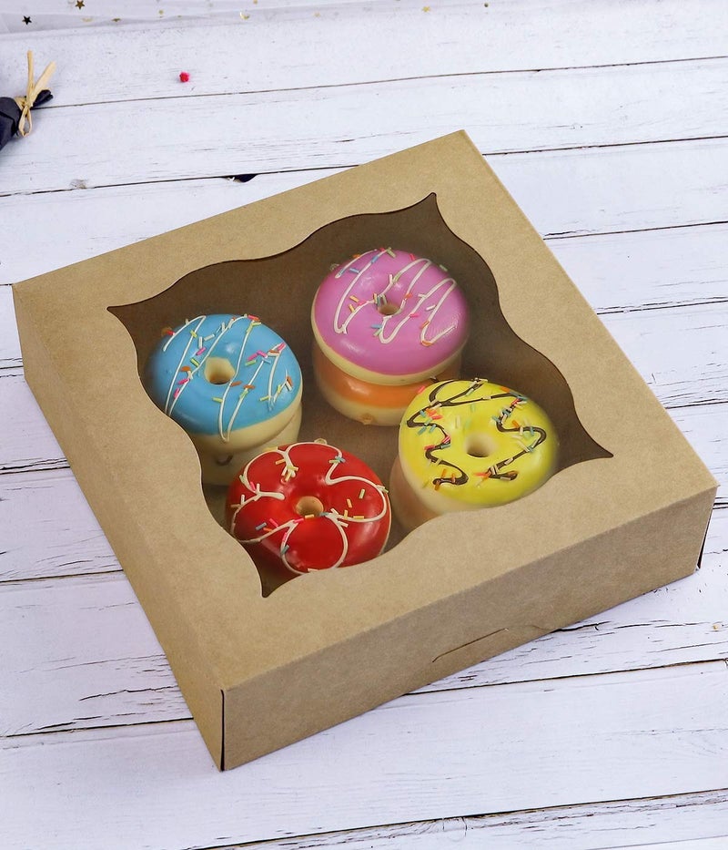 CHERRY 15-Pack 10""x10""x3""Brown Bakery Boxes with PVC Window for Pie and Cookies Boxes Large Natural Kraft Paper Box 10x10x3inch (Brown, 15) - Image 3